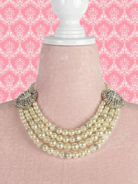 Chloe + Isabel Jewelry - Chloe + Isabel Retro Glam Faux Pearl Crystal Party Cocktail Statement Necklace
